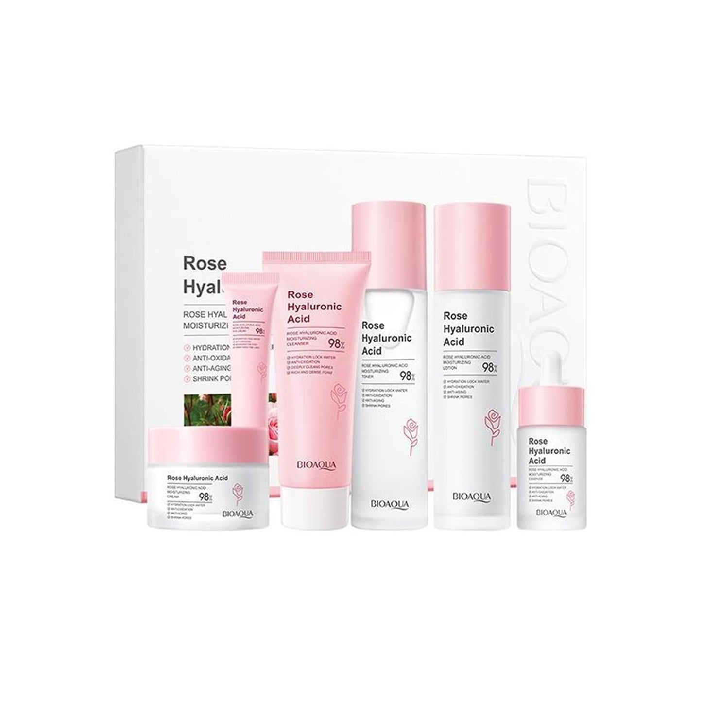 ¡Nuevo Kit Facial ROSAS CON ACIDO HIALURONICO Bioaqua ® 2024 CAJA DE LUJO ORIGINAL + OBSEQUIO