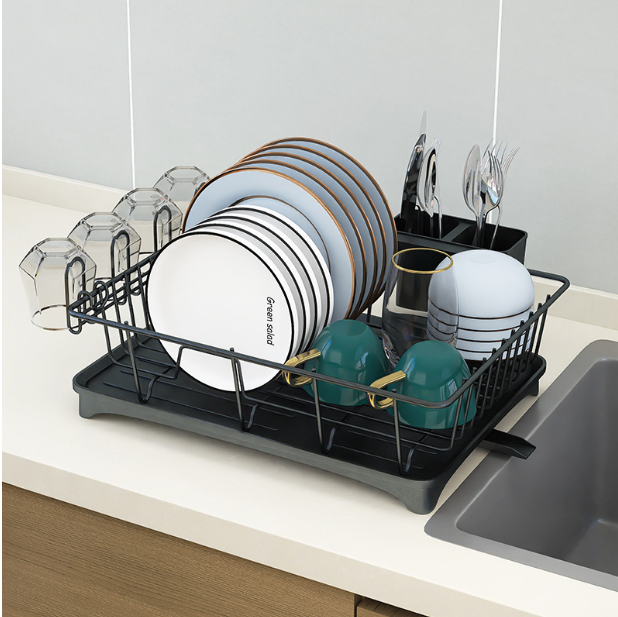 Escurridor de platos con desagüe 360° CORE BLACK®