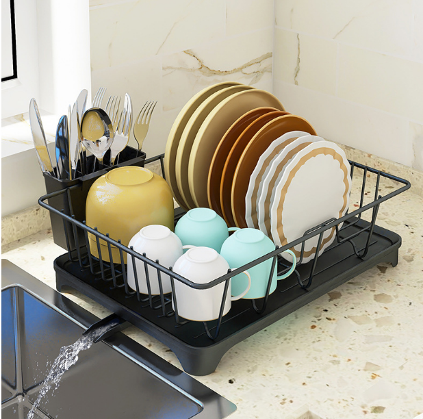 Escurridor de platos con desagüe 360° CORE BLACK®