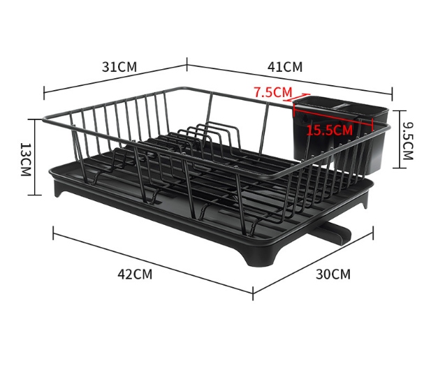 Escurridor de platos con desagüe 360° CORE BLACK®