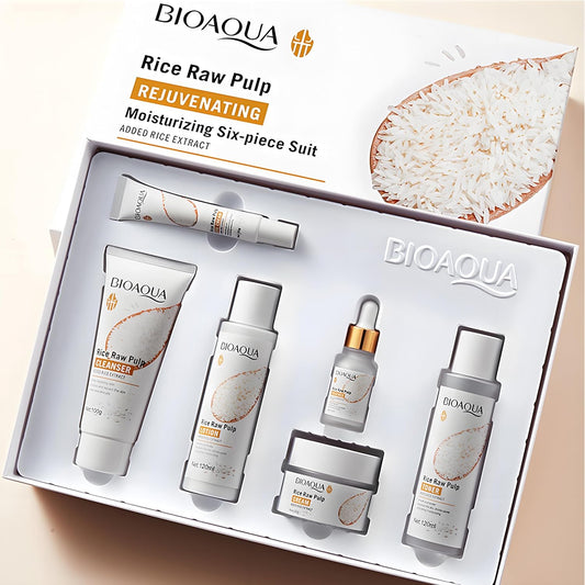 ¡Nuevo KIT DE PULPA CRUDA DE ARROZ REJUVENECEDOR Bioaqua ® 2024 CAJA DE LUJO ORIGINAL + OBSEQUIO